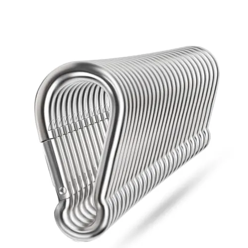 Ekunbuy Karabinerhaken aus 304 Edelstahl,federbelasteter Karabinerhaken,Carabiner,Federklammern, Feuerwehr-Karabiner, Schnalle, Seilverbinder für Camping, Wandern,Zughilfen (40mm(M4) 24 Stück)