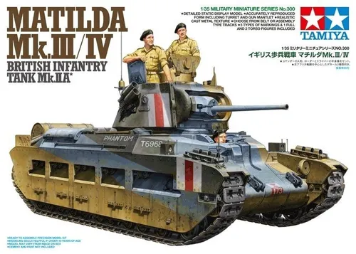 Tamiya 35300 1/35 Matilda Mk.III/IV - Detaillierter Modellbausatz - Automobile, Maßstab 1:35, unmontierter Bausatz für echte Modellbau-Enthusiasten, bietet präzise Details und einfache Montage.