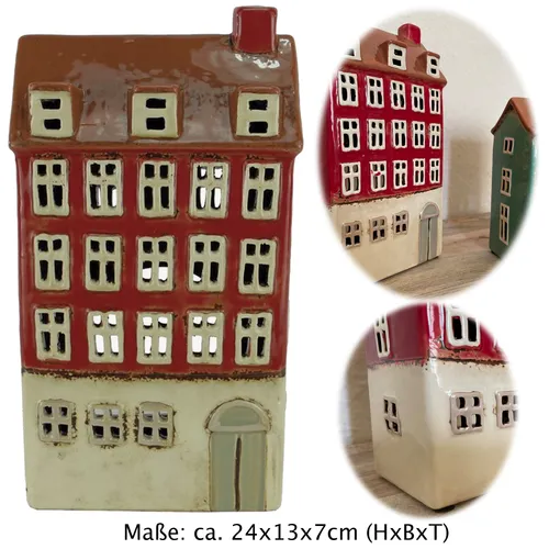 Teelichthaus Lichthaus 14-27cm Keramik Fachwerkhaus Lichterhaus Teelichthalter