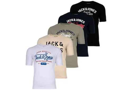 Jack & Jones Herren T-Shirt 5er Pack – Bequem und Vielseitig - 5er Pack T-Shirts aus 100% Baumwolle in verschiedenen Farben für den lässigen Look. Ideal für den Alltag, pflegeleicht und angenehm zu tragen.