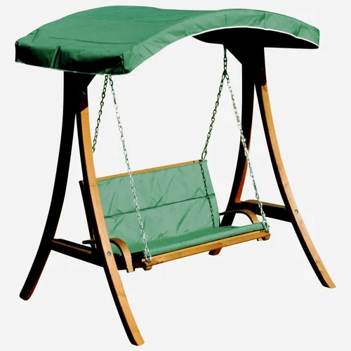 ALEOS. Hollywoodschaukel RIO GRÜN aus Holz Lärche mit Dach abnehmbar Schaukel