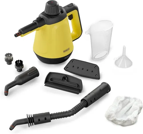 HEINRICHS Dampfreiniger - Handdampfreiniger für zuhause - Dampfreiniger für mühelose Reinigung von Küche, Bad, Auto & mehr. Mit 1200W, nur 5 min Aufheizzeit, 400ml Wassertank und 3,5 Bar Dampfdruck für hygienische, chemiefreie Reinigung.