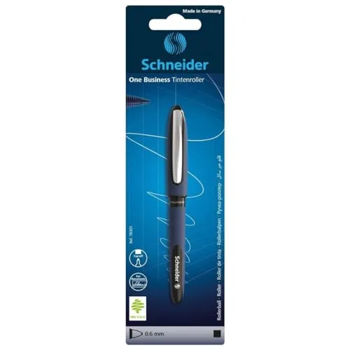 Schneider 78301 One Business Tintenroller (Dokumentenecht mit 0,6 mm Strichstärke und Ultra-Smooth-Spitze, Made in Germany) 1 Stück schwarz