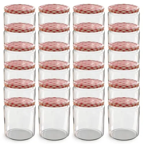 Oputec 24 x 405 ml Einmachgläser mit TO 82 Schraubdeckel - Einmachgläser für Marmeladen und Konfitüren, luftdicht und spülmaschinenfest, ideal für die sichere Aufbewahrung von hausgemachten Köstlichkeiten.