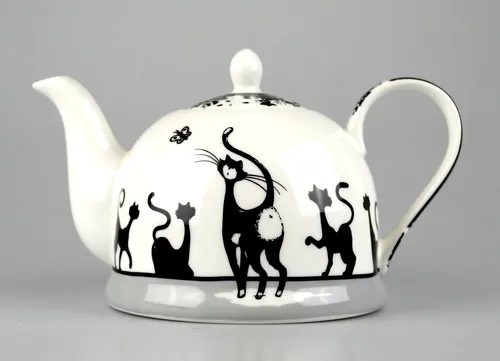 JAMESON&TAILOR Iglu-Teekanne Katzen-Cartoon 1,1l in schwarz von Jameson Tailor