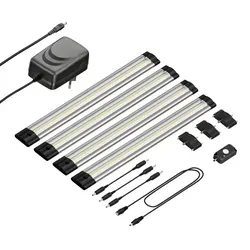 ledscom.de LED Unterbau-Leuchte Siris, Bewegungsmelder, flach, 30cm, je 368lm, warm-weiß, 4er Set