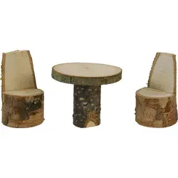 Krippenzubehör Tisch mit Stühlen 3-teilig Holz natur Höhe 5 cm - Beige/Braun