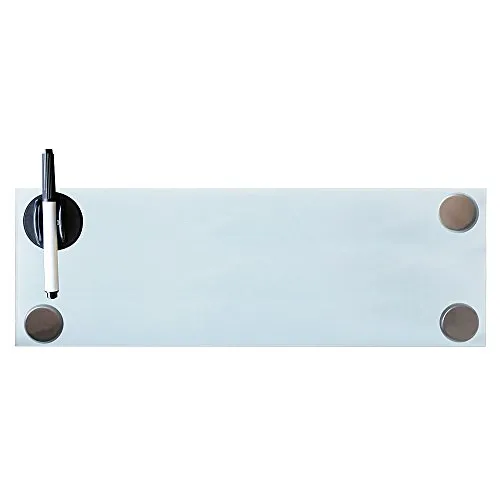Melko Glasmagnettafel, Whiteboard, Glasboard, Magnetwand, Pinnwand, 60 x 20 x 0,4 cm, Weiß