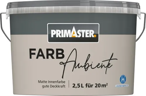 Primaster Farbambiente Wandfarbe matt steingrau 2,5 L - Hochwertige Wandfarbe in elegantem steingrau, ideal für Innenräume. Mit mattierter Oberfläche sorgt sie für ein stilvolles Ambiente und einfache Anwendung.