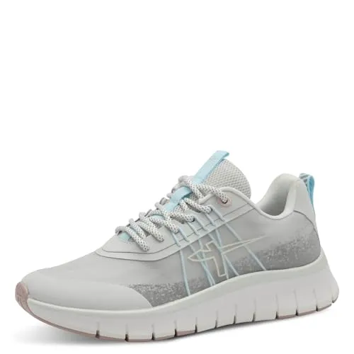 Tamaris Schnürer Damen Vegan sportlich grau, EU 41 - Damen-Sneaker aus veganem Material, mit herausnehmbarer Sohle für optimalen Komfort und flacher Sohle für vielseitige Anlässe.
