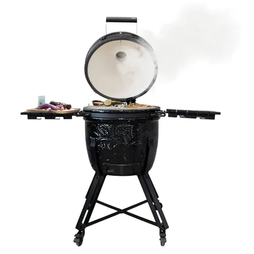 Barbecook Kamado Grill Kamal 2.0 Large, Grillen, Räuchern, Dämpfen und Braten, mattschwarz, 128×78×115cm