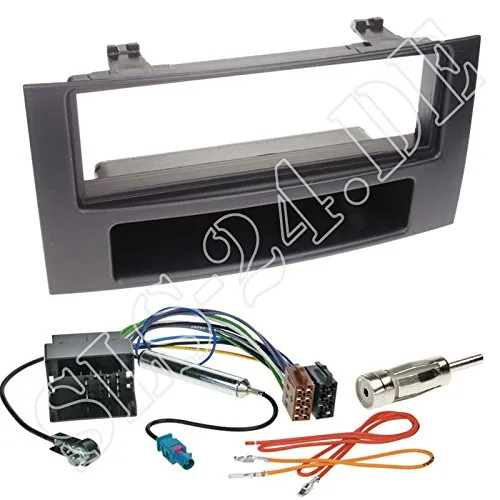 Einbauset: Autoradio 1-DIN Blende Radioblende +Fach schwarz + Quadlock
