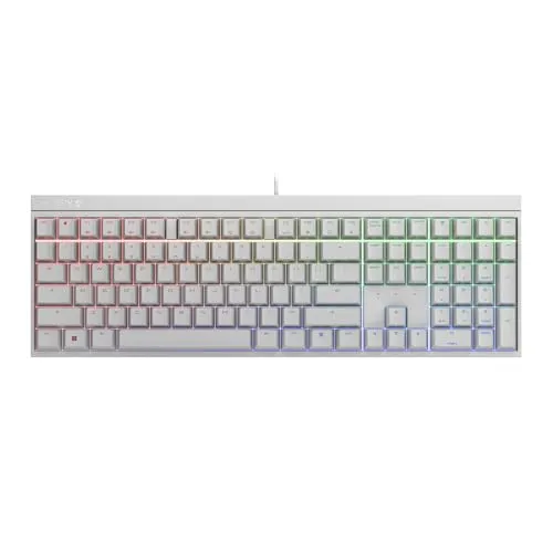 CHERRY MX 2.0S, Mechanische Gaming-Tastatur mit RGB-Beleuchtung, EU-Layout (QWERTY), Kabelgebunden, Designed in Germany, MX Blue Switches, Weiß