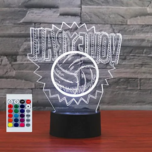 SUPERHONGJIHAO Nachtlicht für Kinder, 3D-Volleyball-LED-Lampe mit Fernbedienung, 16 Farbwechsel Geburtstagsgeschenk für Kinder
