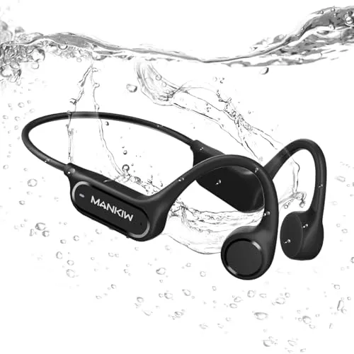 MANKIW Knochenschall Kopfhörer Schwimmen - IPX8 wasserdicht mit 32GB Speicher für MP3, ideal für Schwimmen und Laufen, ermöglicht das Hören von Musik bei maximalem Komfort und Sicherheit.