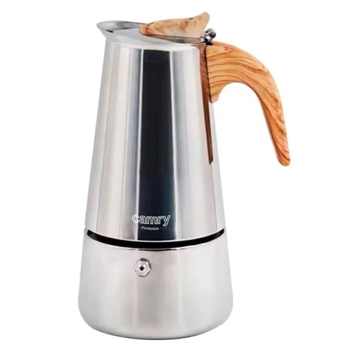 CAMRY Espressokocher Induktion - Mokkakanne Induktion für Aromatisches Kaffee - Hochwertiger Moka Pot Induction aus Edelstahl - Espressokocher für Alle Herdarten - 350ml für 5-6 Tassen