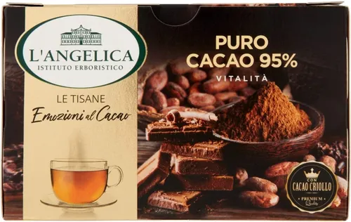L' Angelica Tisana Puro Cacao 95% Vitalità,Reiner Kakao-Kräutertee,15 Filtern