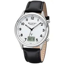Regent Herren Analog-Digital Quarz Uhr mit Leder Armband 11030185 - Armbanduhren für Herren mit analog-digitaler Anzeige, stilvolles Design und wasserdicht bis 5 bar – ideal für den täglichen Gebrauch.