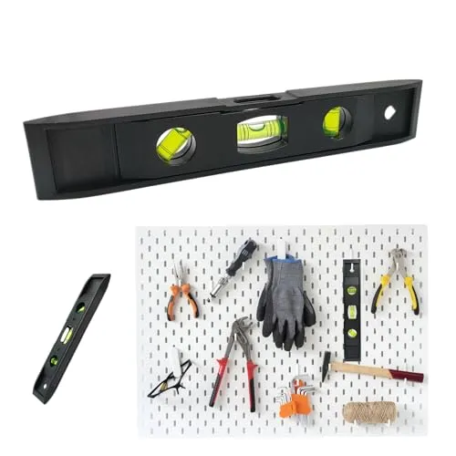 BullTek Wasserwaage mit 3 Torpedo-Luftblasen, 23 cm, magnetisch, kompakt, präzise Ausrichtung, Wasserwaage mit fluoreszierender Blase, horizontal, vertikal und 45°, L2323