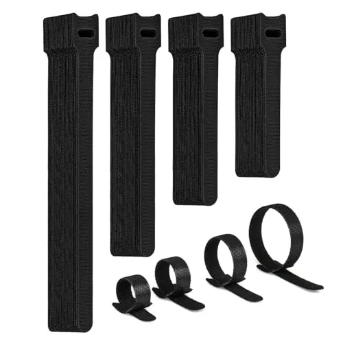 Klett Kabelbinder Wiederverschließbar 100 Stück, Kabel Klettband mit 4 verschiedenen Längen 200mm/150mm/120mm/100mm, Schwarz Kabelbinder Klettverschluss für Home Office Büro Garten Kabelmanagement ect