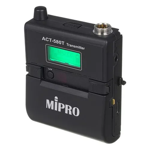Mipro ACT-580T - Digitaler Taschensender - Mikrofone: Mipro ACT-580T mit 5,8 GHz Frequenz, einstellbarer Eingangsimpedanz und bis zu 12 Stunden Betriebsdauer - ideal für flexibles, kabelloses Arbeiten.