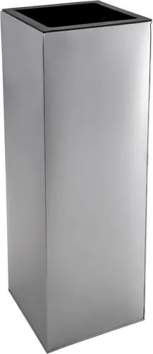 VIVANNO Pflanzkübel Zink BLOCK Säule - Silber Matt, 29x29x80 cm - Pflanzkübel mit Bewässerungssystem, elegantes Block Design, ideal für Garten und Wohnbereich, robust und leicht für vielseitige Anwendung.