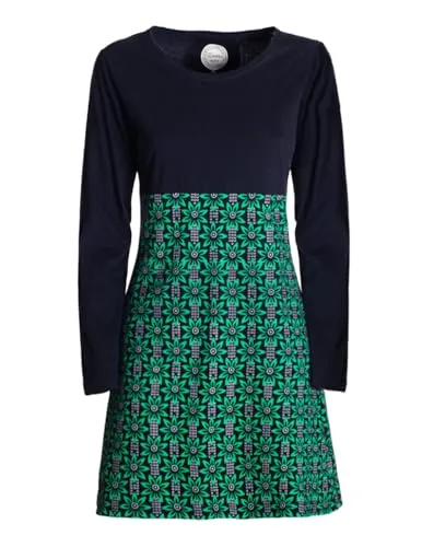 Vishes - Alternative Bekleidung - Damen Langarm Longshirt-Kleid Sweatkleid Tunika-Kleid Shirt-Kleid schwarz grün 40-42