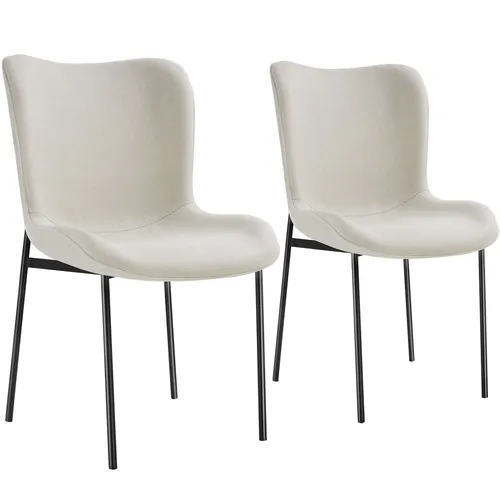 TecTake Polsterstuhl Tessa 2er Set - Webstoff off-white/schwarz - Esszimmerstühle mit ergonomischem Design und hoher Rückenlehne für optimalen Komfort. Robuster Webstoff und stabile Stahlbeine garantieren Langlebigkeit und Standsicherheit.