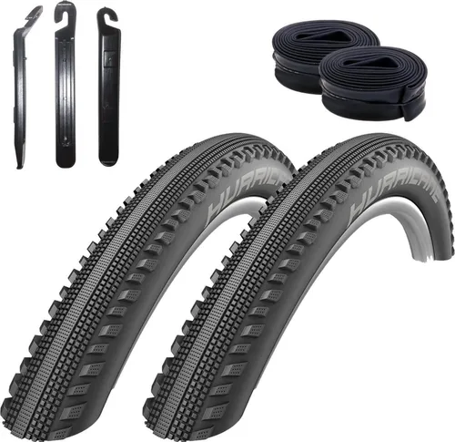 Schwalbe Hurricane Performance Fahrradreifen schwarz 57-584 ( 27,5 x 2.25 ) + 2 Schläuche DV19 inkl. 3 Reifenheber 2 x