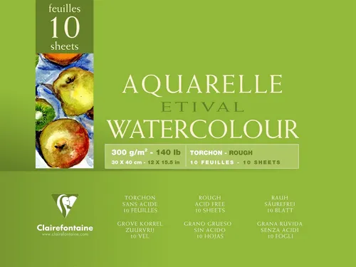 CLAIREFONTAINE Zeichenpapier Clairefontaine Aquablock Rauh ETI 300g 30x40 10Bl