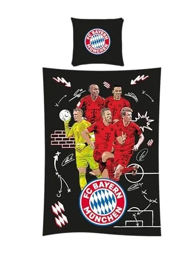 FC Bayern München Bettwäsche Player I Spieler I 2024-25 I Schwarz I 135x200 cm