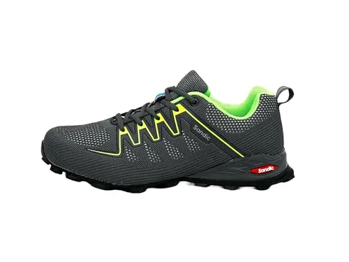 Nowaland Damen Herren Wanderschuhe Bequeme Trail Running Trekkingschuhe Laufschuhe Freizeit Schuhe (Dunkelgrau-Apfelgrün,41)