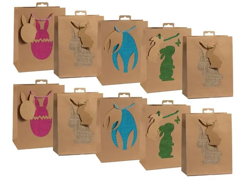 laro Geschenkbox Geschenktüten mit Henkel Large Ostern Kraftpapier Silhouette 10-100stk