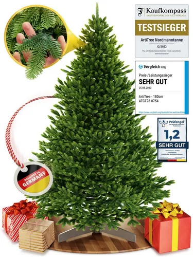ArtiTree Künstlicher Weihnachtsbaum – Premium Nordfichte mit FSC®-Holzständer