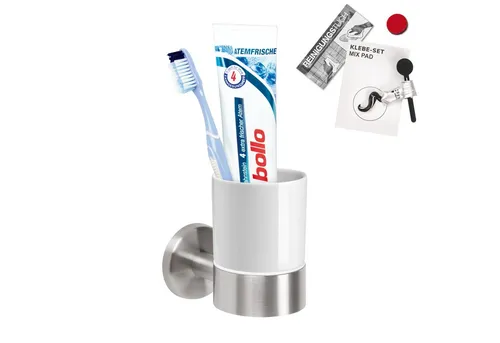 bremermann Zahnputzbecher Bad-Serie PIAZZA - Becherhalter inkl. Klebeset, aus Keramik