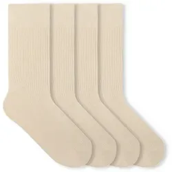 von Jungfeld Socken Fine Ribbed Bio-Baumwolle 35-46 Unisex 2 Paar (2-Paar, 2 Paar) verstärkte Ferse & Spitze beige 36-40