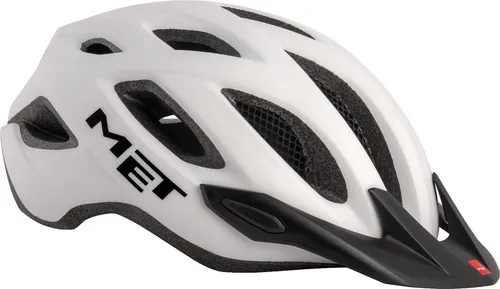 MET Fahrradhelm Crossover - Weiß, 60-64 cm - Fahrradhelm mit umbaubarer Funktion, verwandelt sich dank Clip-On-System von Urban- zu MTB-Helm. Integriertes LED-Rücklicht für erhöhte Sicherheit und Komfortpolster für besten Tragekomfort.