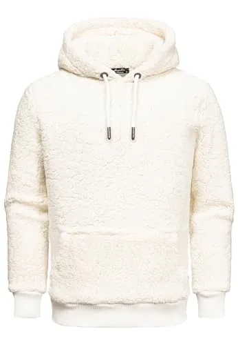 Amaci&Sons Herren Kapuzenpullover Teddyfell Teddy Sweatjacke Plüsch Hoodie Pullover Sweatshirt 4067 Weiß 3XL