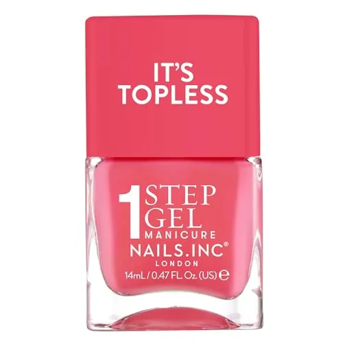 Nails Inc Topless Sofia (Korallenrot) – Gel-Nagellack ohne UV – 1-Schritt-Maniküre mit ca 8 Tagen Halt – Schnelltrocknend, vegan & 21-free – Nagellack Set für Kinder & Erwachsene, ohne Base/Top Coat