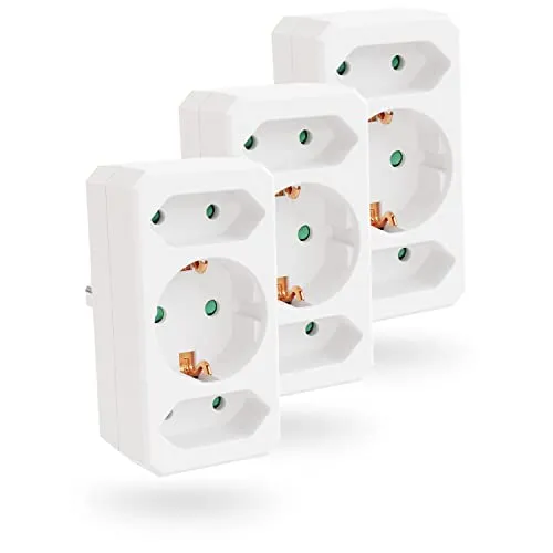 greate 3X 3fach Mehrfachstecker für Steckdose bis max. 3500W - Steckdosenverteiler 3-Fach, Dreifachstecker für Steckdose, Steckdosenadapter, Multistecker, Dreifachsteckdose, Mehrfachsteckdose