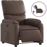 vidaXL Elektrischer Relaxsessel Braun Kunstleder - Bequemer Fernsehsessel mit elektrischer Liegefunktion, die Rückenlehne und Fußstütze auf Knopfdruck anpasst. Ideal für entspannte Stunden im Wohnzimmer.
