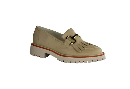 Paul Green Damen Leder-Mokassin in Beige, Größe 40,5 - Bequeme Damen Mokassins aus hochwertigem Nubukleder, rutschhemmende Laufsohle und verstärkte Kappen für optimalen Tragekomfort - ideal für den Alltag.