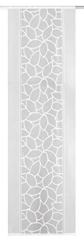 Schmidt Gard Schiebegardine Home fashion 86634-101 - Fertiggardinen aus feinem Jacquardstoff mit natürlichem Blätter-Motiv. Einfach aufzuhängen dank Klettschiene, waschbar bei 30°C. Erhältlich in Höhen von 225 cm oder 245 cm.