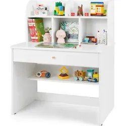 COSTWAY Kinderschreibtisch mit Schublade und Ablagefach, 80x48x102cm