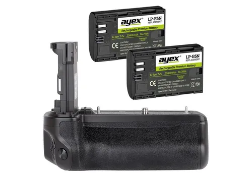 ayex Batteriegriff für Canon EOS R5 R6 wie BG-R10 + 2x LP-E6N Akkus - Foto- & Video-Zubehör: Erweitern Sie die Akkulaufzeit Ihrer Canon EOS R5/R6 und genießen Sie eine verbesserte Handhabung für komfortable Hochformataufnahmen.