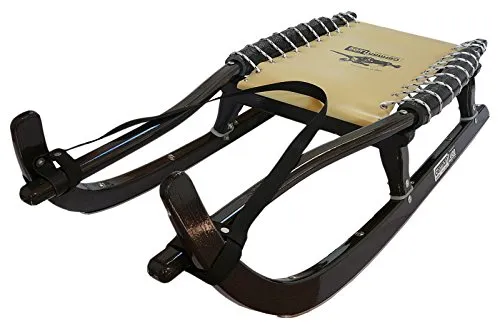 German Luge Freizeitrodel 105 anthrazit - Davoser Schlitten mit beigem Sitz und Lenkriemen, ideal für sicheres und spaßiges Rodelvergnügen im Winter.