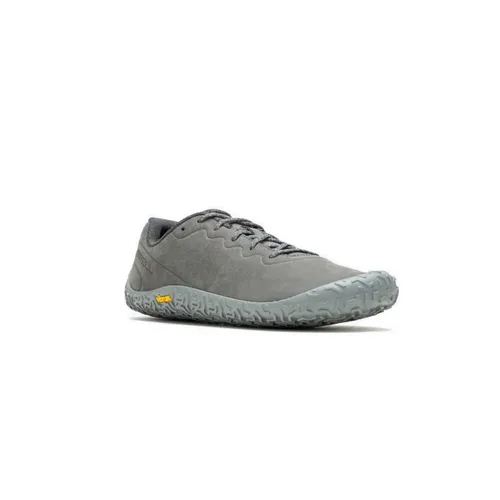 Merrell Vapor Glove 6 Leder grau Herren, Größe 43 (9) - Laufschuhe mit minimalistischem Design, Vibram Ecostep Laufsohle für maximalen Halt und Stil durch reines Leder – ideal für Trailrunning und Training.