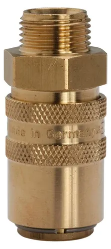Riegler Temperierkupplung DN 9 mit Außengewinde G 1/2 - Verteiler für Temperieranwendungen, ideal für Heiß- oder Kaltwasser mit max. 15 bar Druck und Temperaturbereich von -20 °C bis 160 °C. Kompatibel mit System HASCO Z 8.