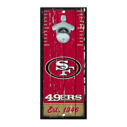 San Francisco 49ers NFL Flaschenöffner Schild Opener Wanddeko Metall Fanshop
