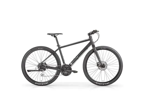 MBM Crossbike MAXILUX 29 Zoll - Fahrrad mit mattschwarzem Aluminiumrahmen, 24-Gang Kettenschaltung und stylischen 'thickslick' Reifen für hohen Fahrkomfort und edles Design.